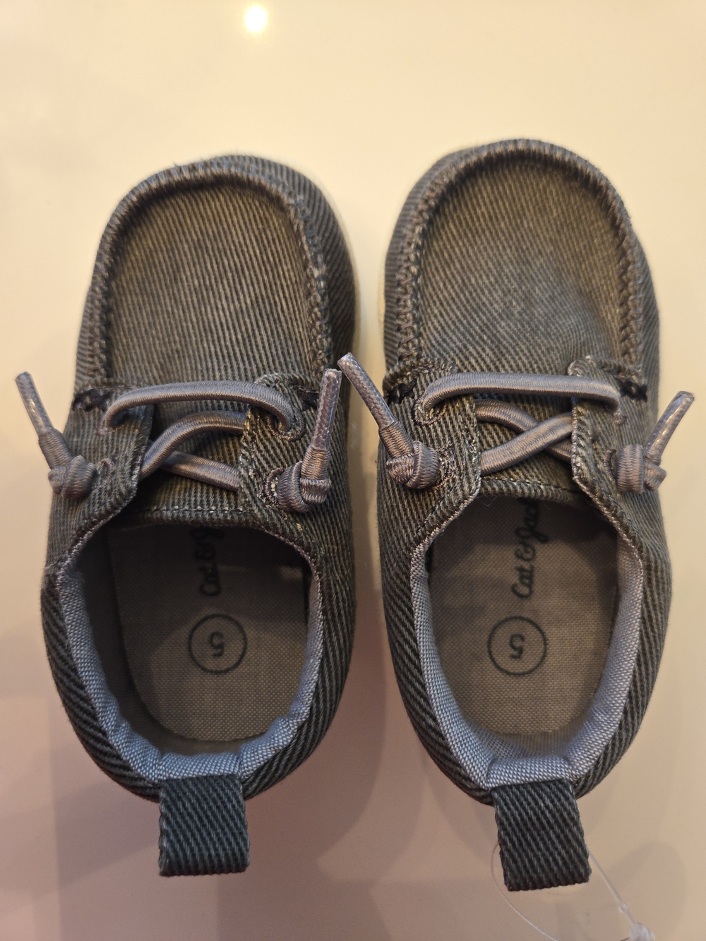 Cat & Jack Gray Slip-On Baby Walker Shoes with Faux Laces